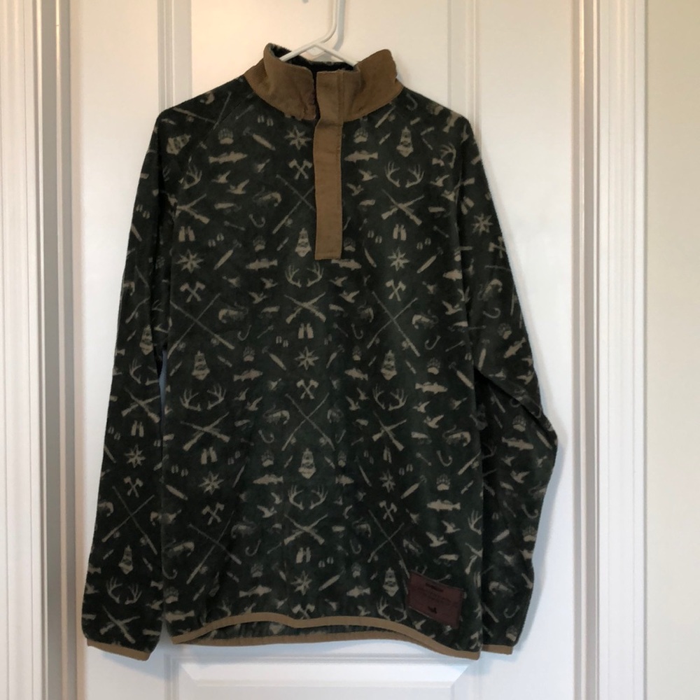 Southern Marsh Fleece Pullover Green Print Sz M